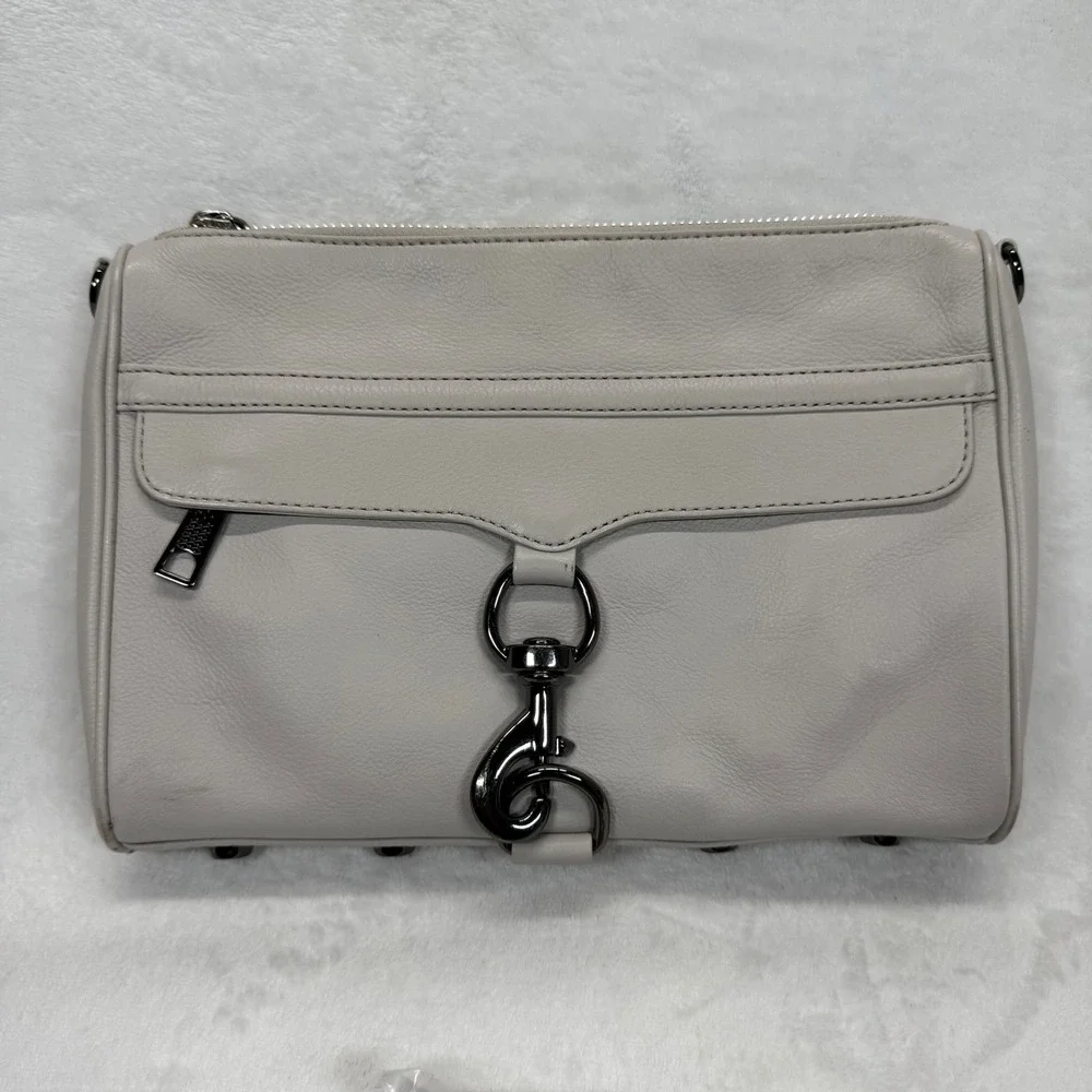 Rebecca Minkoff Crossbody Bag Leather Silver‎ Hardware Pale Gray Small